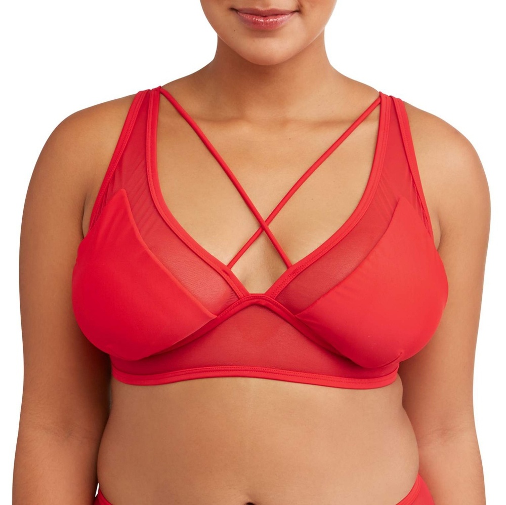👍 NWT No Boundaries Red Bikini Swim Top